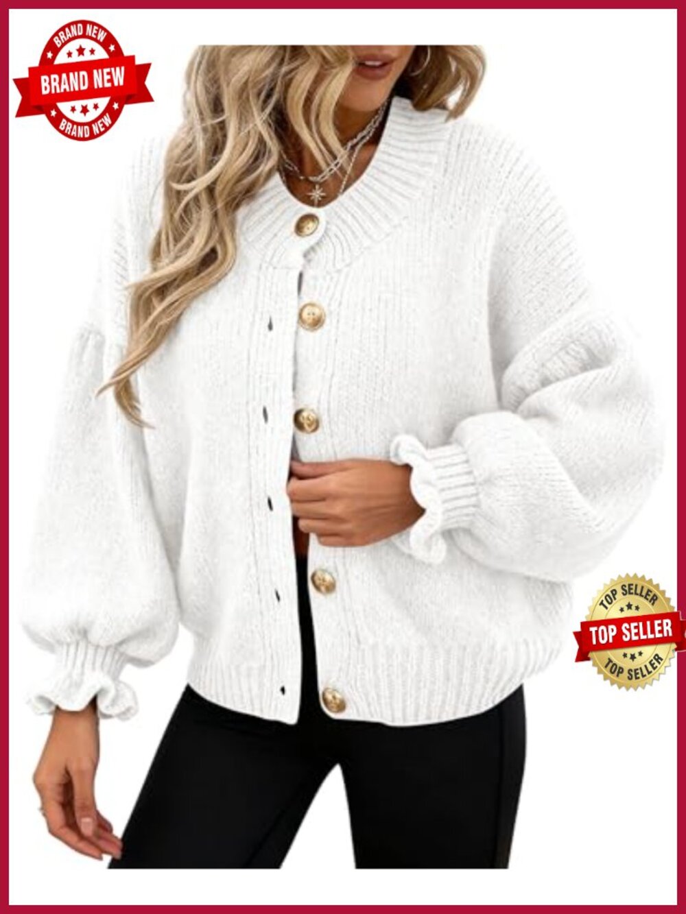 PRETTYGARDEN Womens Long Sleeve Chunky Knit Cardigan Sweater